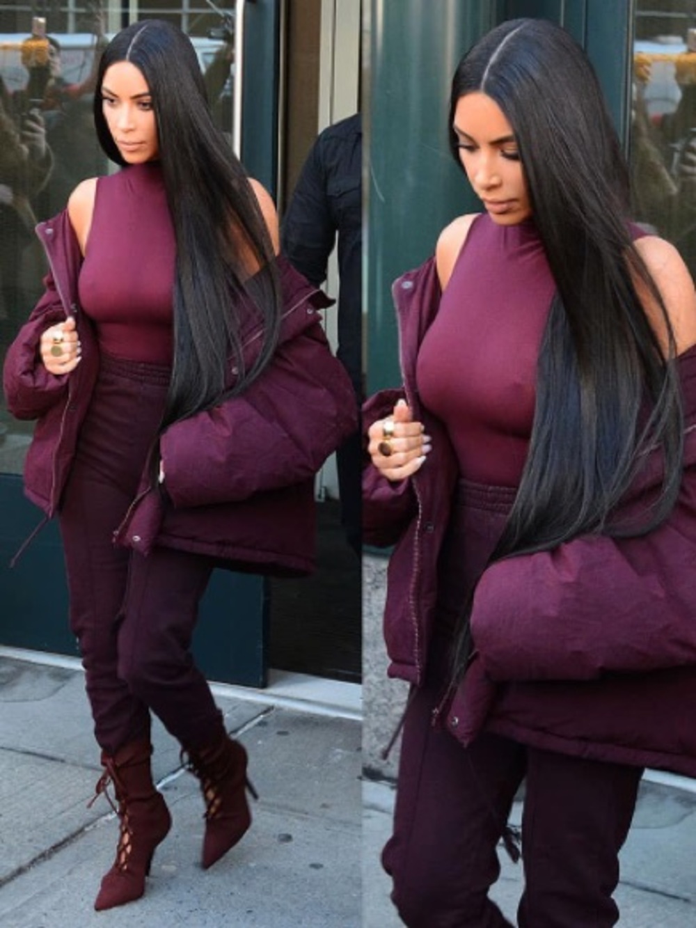 Yeezy Season 5 Stretch knit Lace Up Socks Ankle Boots Burgundy size 37 - Picture 3 of 5